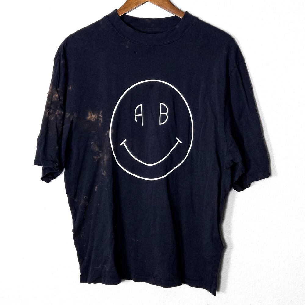 Anine Bing Distressed Graphic T Shirt Black Size L Rocker Streetwear Grunge